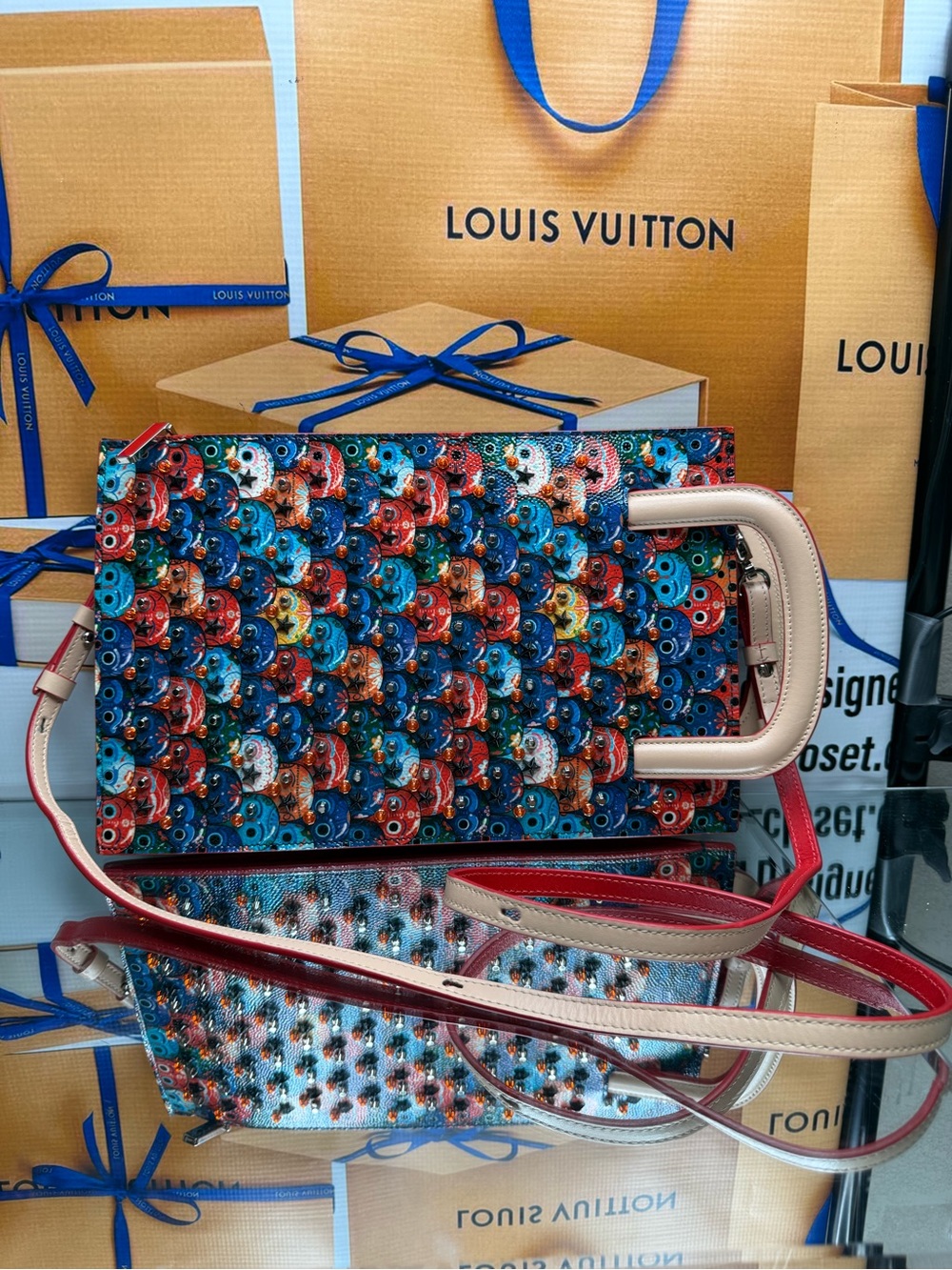 Christian Louboutin  Preloved Authentic multicolor skull print